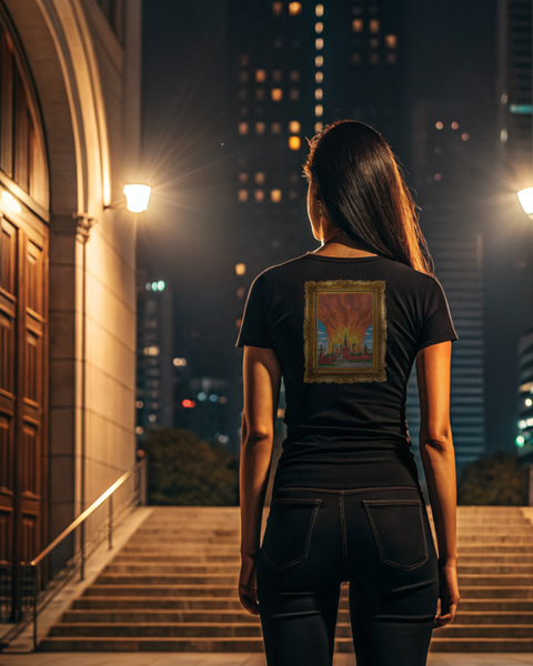 T-shirt Oil Painting Female Black L